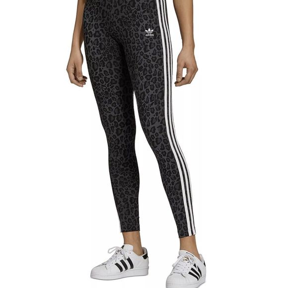 Adidas Originals Women's Leggings Skinny Slim Leopard Animal Print Gray Size XS - Picture 1 of 12